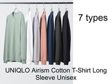 UNIQLO Airism Cotton T-Shirt Long Sleeve Unisex 485562 Japan New 7 types