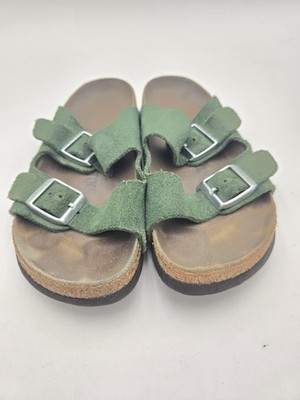 Birkenstock Arizona Forrest Green Suede Two-Strap Buckle Sandal 36 Narrow Hard