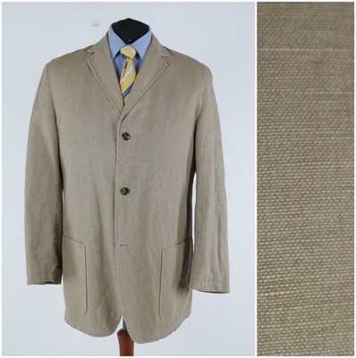 Mens Summer Blazer 46R US Size ENGBERS Beige Cotton Linen Sport Coat Jacket