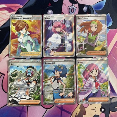 Pokemon TCG | English Mixed Era Full Art Female Trainer X6 Card Bundle (1)