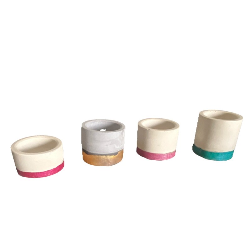 Set of 4 Ceramic concrete and resin mix tea light candle holders