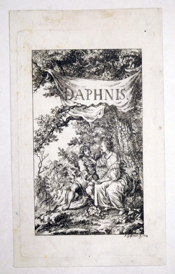 Radierung, Daphnis, Salomon Gessner, 1754, Leemann-Van Elck 502 - Bild 2 von 3