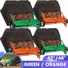 42/48" Tow Behind Lawn Sweeper Leaf Collector Sweeper 18.55/25.1 Cu. Ft Capacity