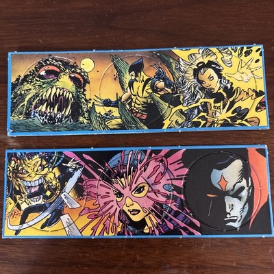 1994 X-MEN POGS 6 Milk Caps 2 strips of 3 Unpunched Hero Caps Hi-C