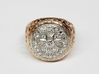 VINTAGE 17k Gold & 900 Platinum Repousse Textured Diamond Cluster Ring Sz 8.25 — photo 1