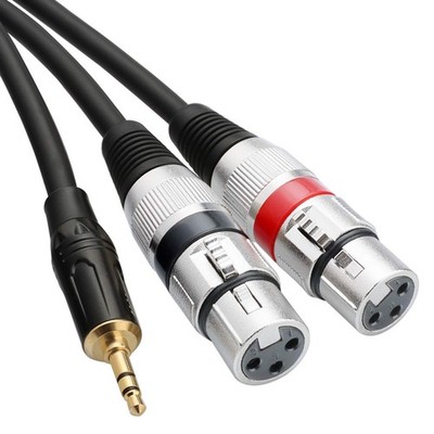 tisino Dual XLR to 3.5mm Stereo Mic Cable, 2 XLR Female to 1/8 Inch Mini Jack Y-