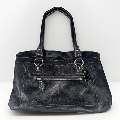Coach 14682 Satchel Penelope Black Pebbled Leather Shoulder Bag Purse Classic