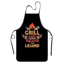 Funny Grilling Apron for Men - BBQ Grill Master Apron for Fathers Day Black