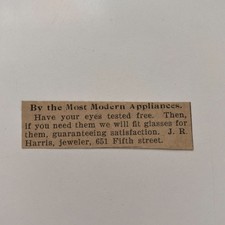 JR Harris Jeweler By Modern Appliances Fifth St 1896 San Diego Clipping TAJ9-S39