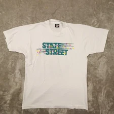 Vintage 90s Screen Stars Best White Single Stitch Graphic T Shirt Large USA Made