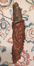 VINTAGE HANDCARVED  WOODEN  FACE OF OLD MAN -  TREE SPIRIT WALL HANGING