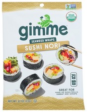 Gimme Sushi Nori Seaweed Wraps 10 Sheets .81 Oz Organic Roasted Non-Gmo