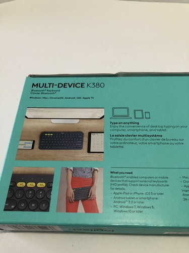 NEW LOGITECH K380 MULTI-DEVICE BLUETOOTH KEYBOARD DARK GREY - Picture 6 of 6