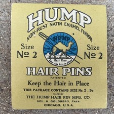 Vintage 1920s Hump Hair Pins No. 2, 20 NOS Pins in Package Chicago Grt Graphics 