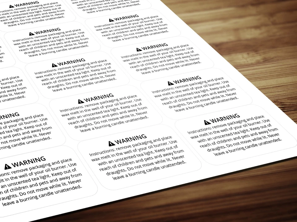 Wax Melt Safety Warning Labels / Stickers / Instructions / Law Requirements - Image 4 of 4