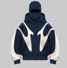 Retro Printed Devil Pattern Double hat style Hoodie Y2k Harajuku Hoodies