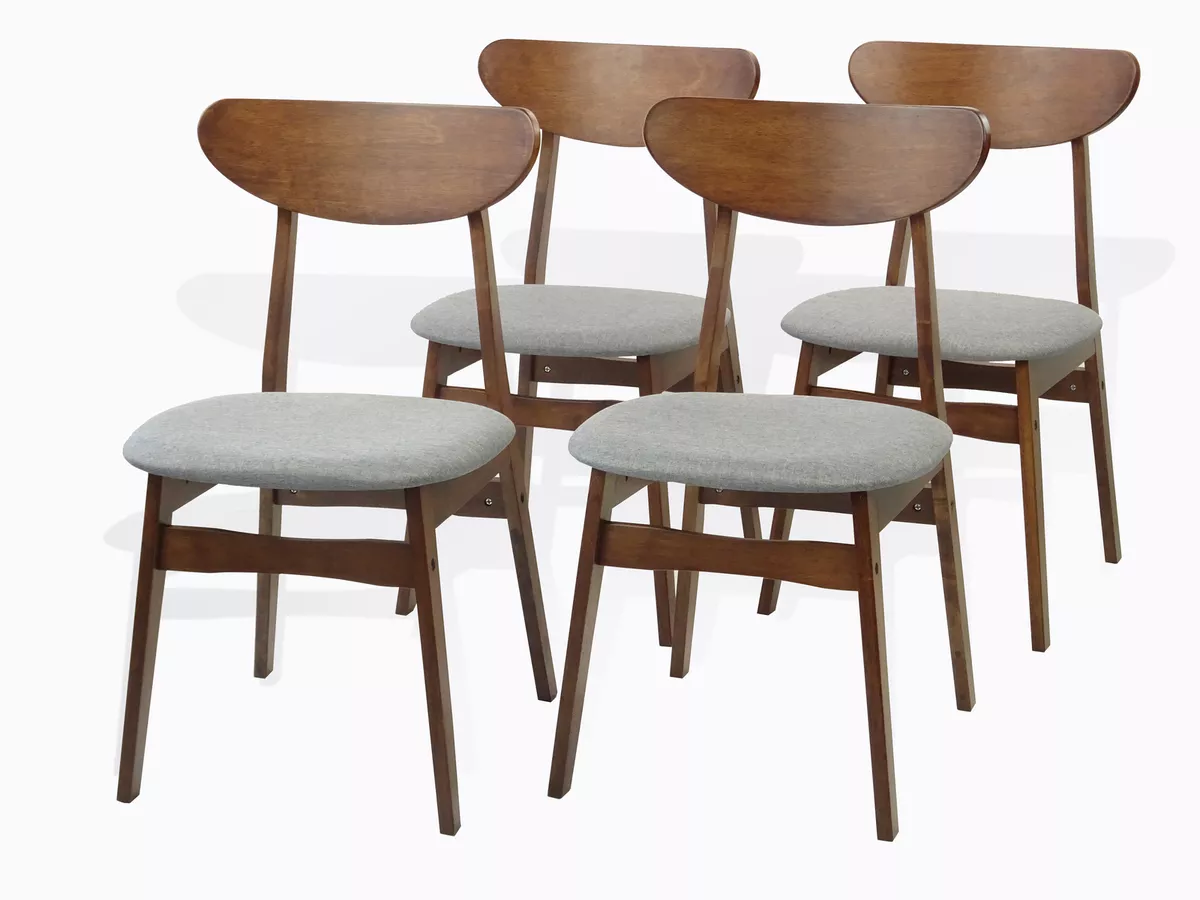 Modern Set of 4 Solid Wood Yumiko Dining Kitchen Chairs Medium Brown