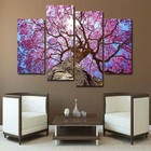Violet Tree Framed 4 Piece Nature Canvas Wall Art Painting Wallpaper Decor Poste