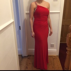 red backless evening dress