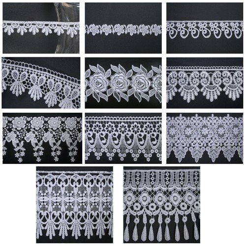 5/8" to 5 1/8" Wide Ivory Floral Embroidery Lace Trim Sewing Notions by Yard