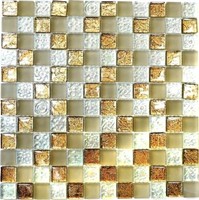 Glasmosaik Mix LüSter Champagne Fliesenspiegel KüChe 88-8LU80 | 10 Mosaikplatten