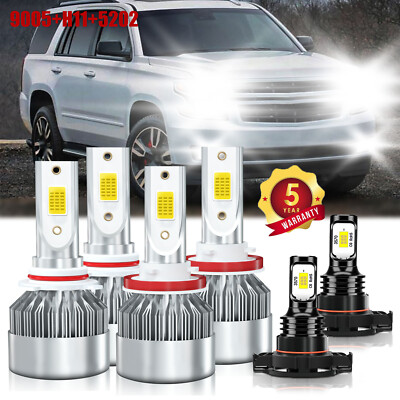 For Chevrolet Tahoe 2007-2015 LED Headlight Bulb Hi/Low Beam Fog Light White