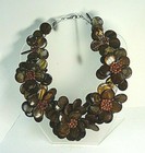 Statement Floral Necklace Wire Wrapped Shell With Sandstone beads 20"-22" — photo 2