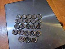 23 Vintage New 1/2" Center Blank Shank Button Back Diamond Cut Metal Edging 1101