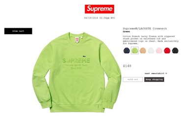 supreme lacoste crewneck green