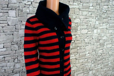 J CREW DAMEN KOCHWOLLE STRICKJACKE JACKETT DICK WARM MARINEBLAU ROT XS S