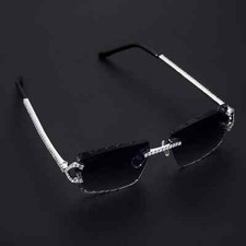 Custom Rimless Luxury Iced Out Diamond Glasses Man Moissanite Fully 925Silver..