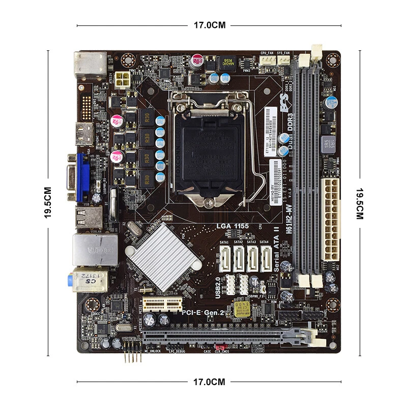 ECS H61H2-MV Motheboard mATX Intel H61 LGA1155 DDR3 16GB SATA2 VGA PCI-E 3.0+I/O - Image 4 of 4