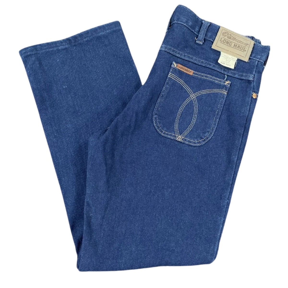 2(g+c) TWWデニム washed-blue XXS/S/long Vintage 80s Long Haul Jeans 36x29 Blue Denim Cotton Blend Dark