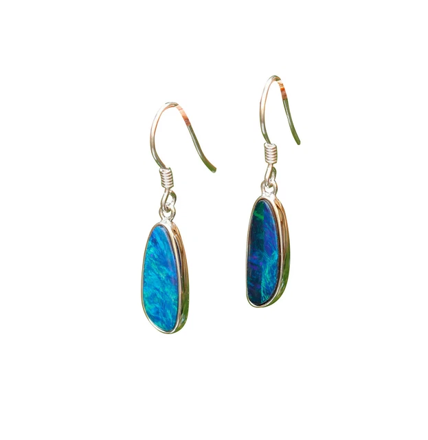 Hook Dangle/Drop Natural Stone Sterling Silver Fine Earrings