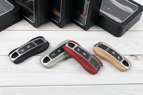 Black/Beige/Brown/Red/Gray Leather Car Key Case Cover For Porsche Taycan 2019-22 - Picture 6 of 22