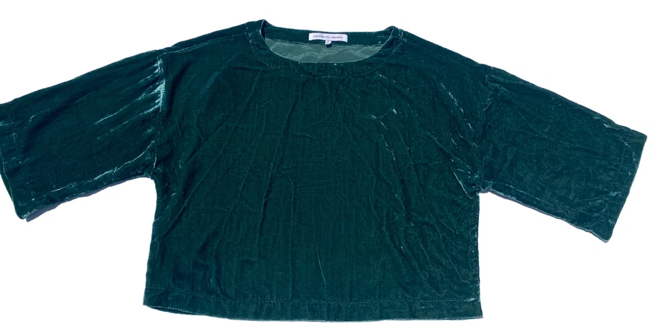 Blusa para mujer Cupcakes and Cashmere pequeña verde terciopelo aplastado manga Dolman Foto 3 de 4