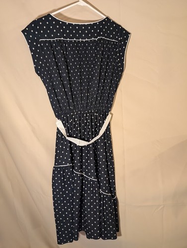 Jackie O! de colección Vestido Ms. World Lunares Cinturón Negro Blanco Talla 16 Retro - Imagen 2 de 4