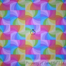BonEful Fabric FQ Cotton Quilt Rainbow Calico Print Flag Pattern Gay Pride Block