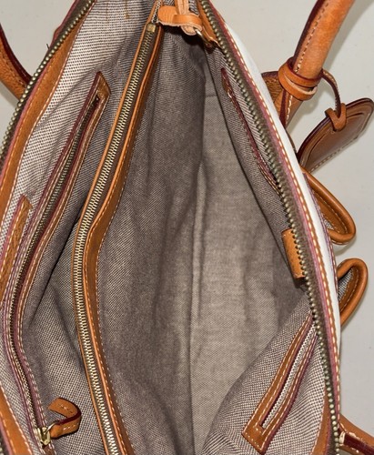 NWT Dooney Bourke Satchel Purse White & Brown Florentine Leather Vacchetta READ - Imagen 11 de 13