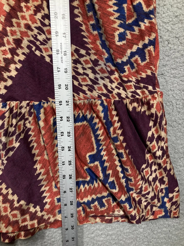 Falda Chaps Para Mujer Plus 3X Óxido Púrpura Tribal Niveles Midi Pull On Algodón Fluido Foto 3 de 4