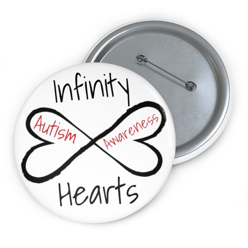 Autism Awareness & Acceptance Infinity Hearts Pin ButtonsCustom Pin ...