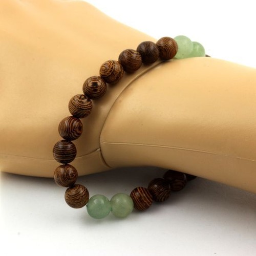 Armband Perlen Aventurine + Holz 8 Mm. Made IN Frankreich - Bild 3 von 3