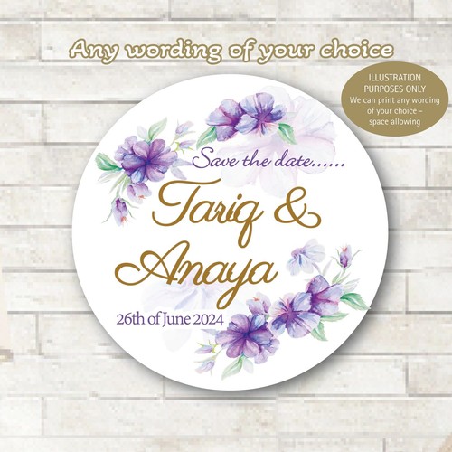 48x Personalised Walima Wedding Mehndi Mayoon favour save the date stickers 1310 - Picture 2 of 7
