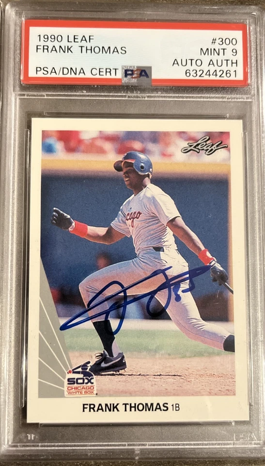 🔥⚾️Frank Thomas⚾️🔥 Tarjeta de novato 1990 Leaf AUTO RC - PSA 9 como nueva PSA/DNA #300 Foto 2 de 4