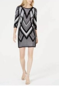 New $65 NY Collection Printed Black & Silver Metallic Sweater Dress Petite XL 704975720382 | eBay