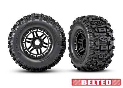 Traxxas MAXX TSM Rated Sledgehammer BELTED Tires/Black Wheels (2pcs) TRA8979