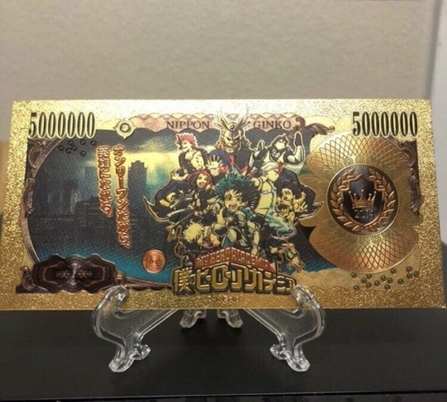 24k Gold Foil Plated All Might (Toshinori Yagi) (My Hero Academia) Banknote - Picture 3 of 3