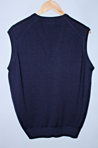 Pringle of Scotland Men's 42 in Navy Blue Sleeveless V-Neck Wool Vest - Picture 9 of 10