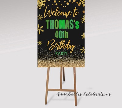 Printable Welcome Poster Sign 16th 18th 21st 30th 40th Birthday Green Gold  Party | eBay