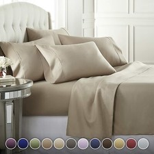Premium 6 Piece Bed Sheets Hotel Luxury Soft ...